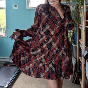 Wonderful pattern, flare mini dress by Emma & Michele, size XL / oversize